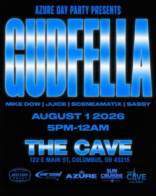 Azure Day Party flyer, The Cave, Columbus, Saturday, August 1, 2026
