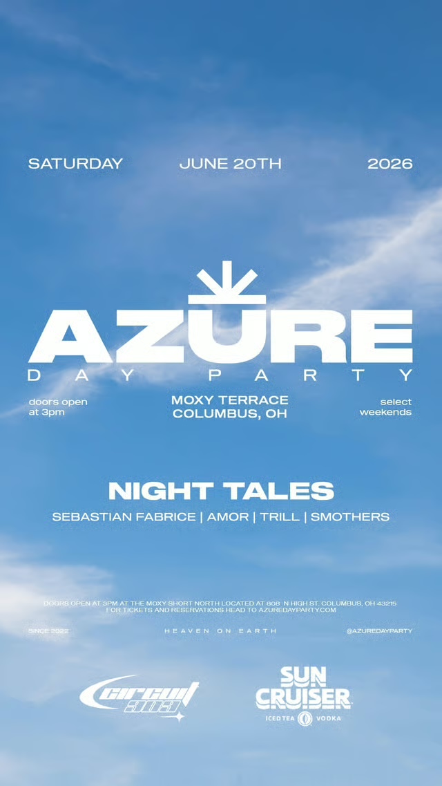 Azure Day Party flyer, Moxy Terrace, Columbus, Saturday, June 20, 2026
