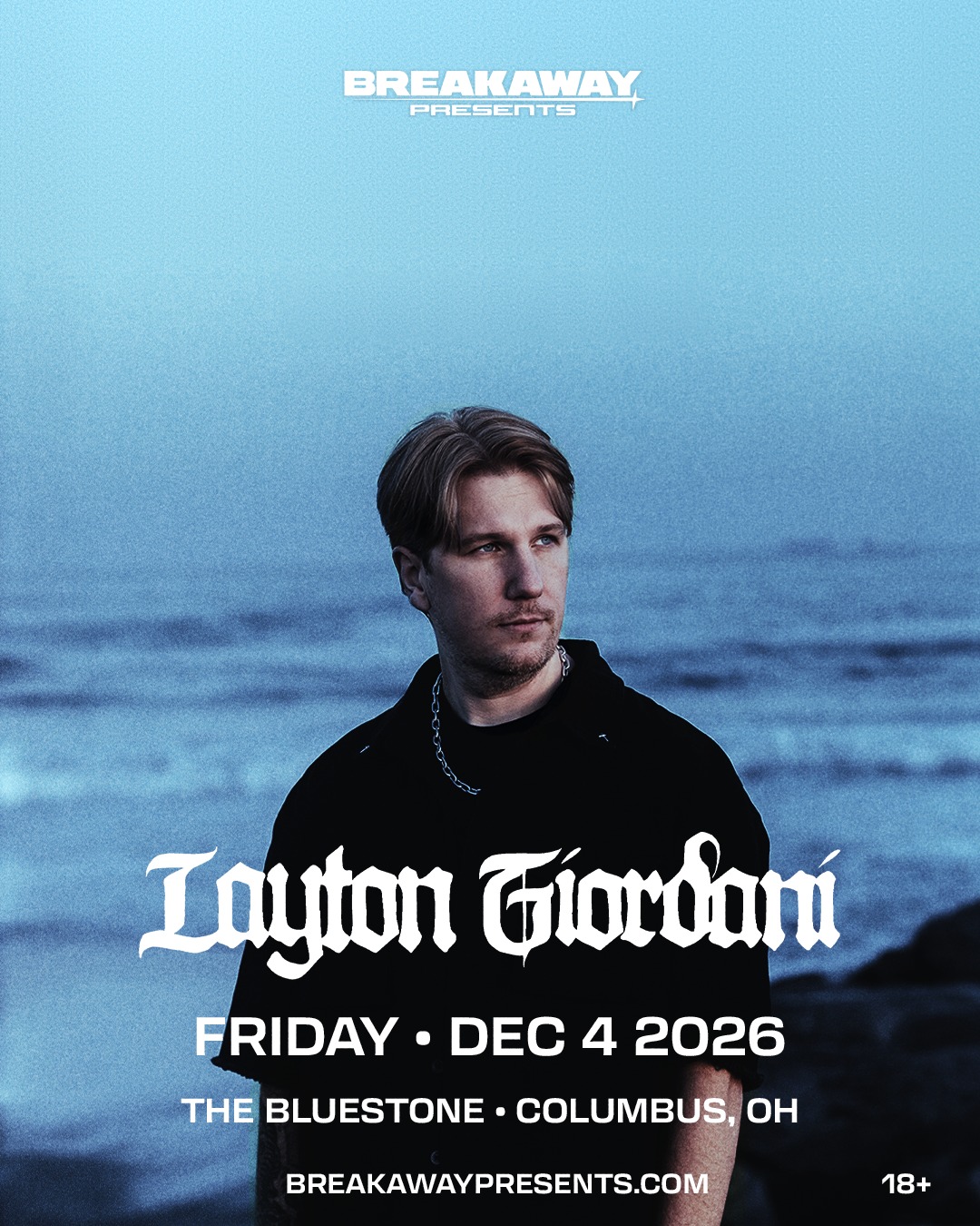 Layton Giordani flyer, The Bluestone, Friday, December 4, 2026