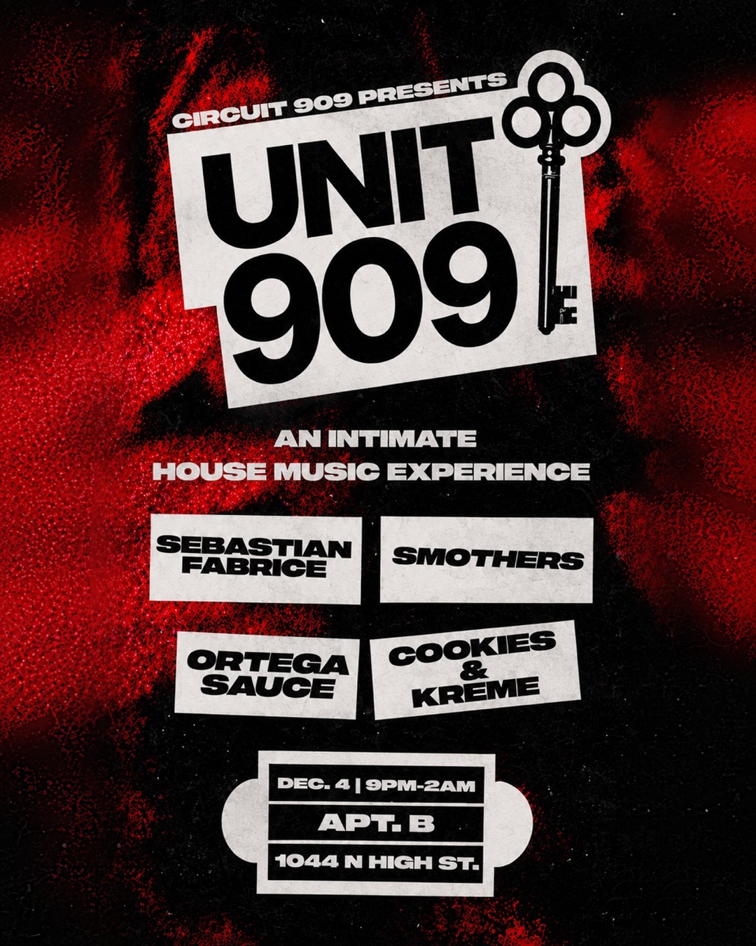 UNIT 909 flyer, APT. B, Friday, December 4, 2026