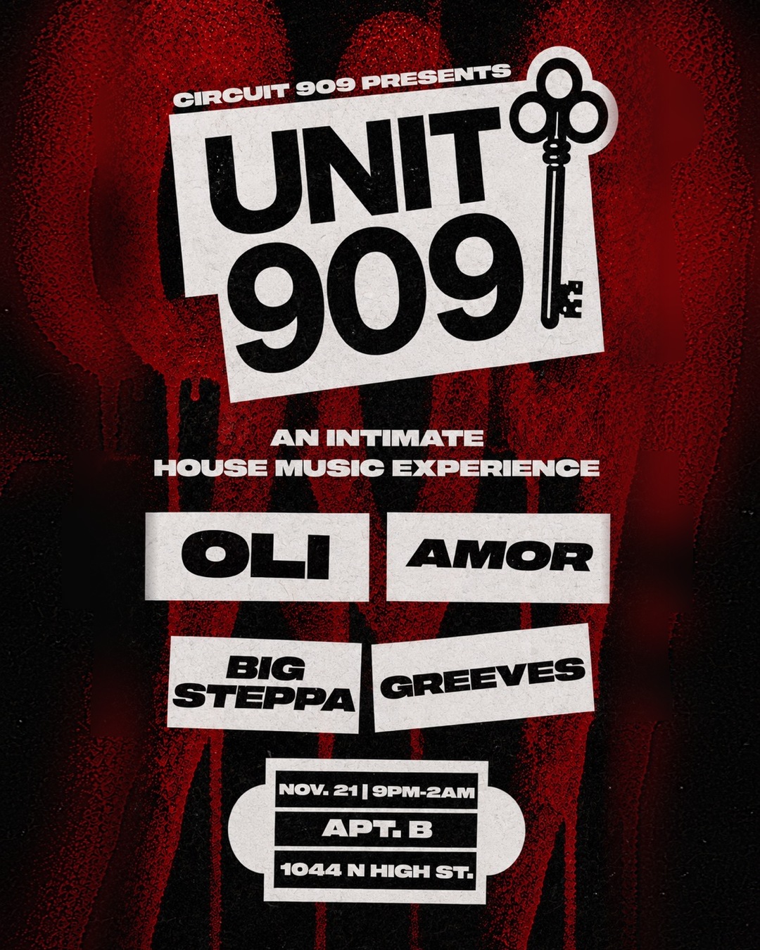 UNIT 909 flyer, APT. B, Saturday, November 21, 2026